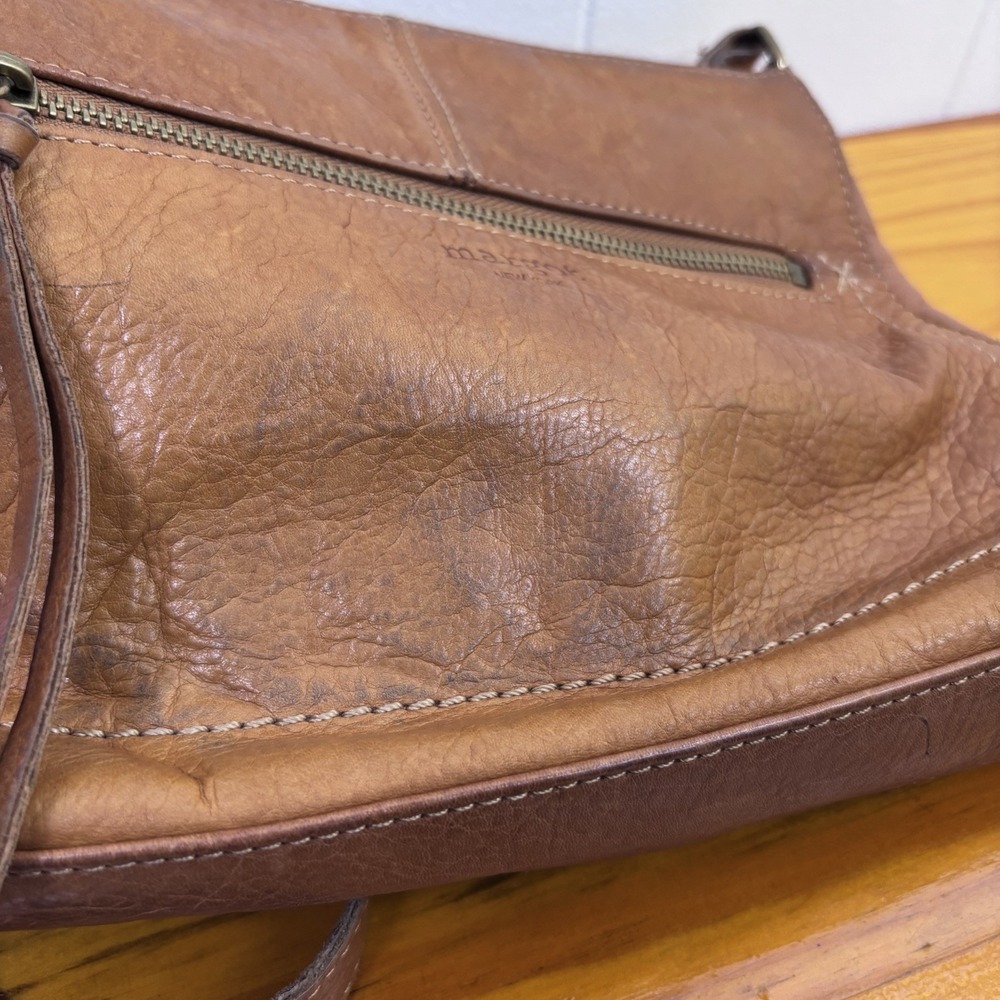 Margot Tan‎ Leather Shoulder Bag Retro Style  - READ - Picture 3 of 13